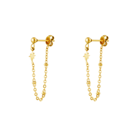 Oorbellen met ketting - Goud