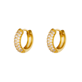 Oorbellen Hoops crystal stone - Goud